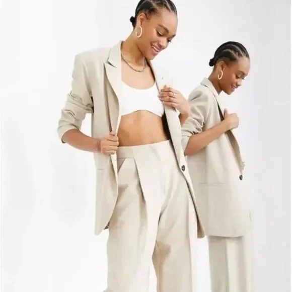 NWT ASOS Blazer Jacket Cream Oversized Size 6